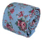 pale baby cornflower  blue tie  with pink rose peony flower design